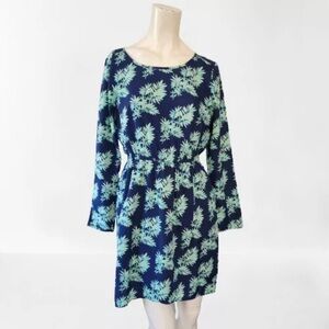 J. Crew Dress Womens 4 Blue Green Long Sleeve Floral Casual Dress